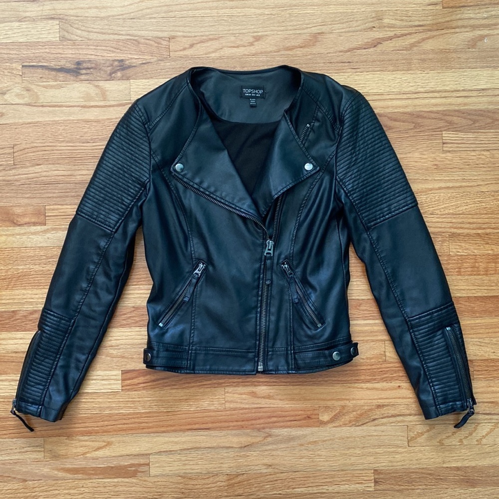 Topshop Faux Leather Biker Jacket
